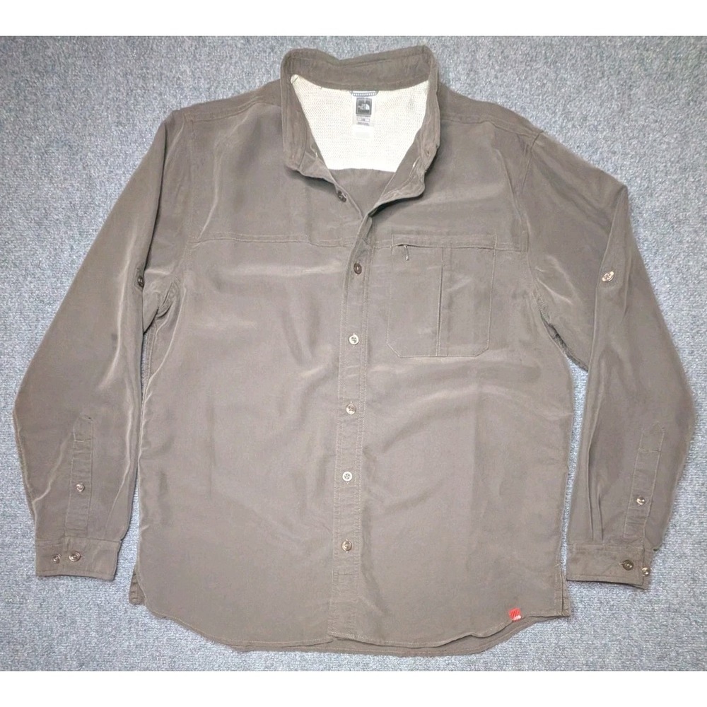 THE NORTH FACE Men's Large Solid Brown Shirt Button Lower Front‎ Logo